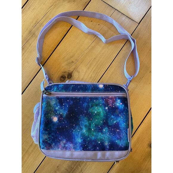 Kids School Space/Galaxy purple&blue lunchbox. Adjustable strap. insulated. - Picture 1 of 7